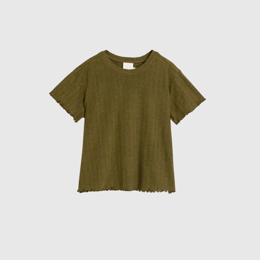 Cropped Ribbed T-Shirt khaki