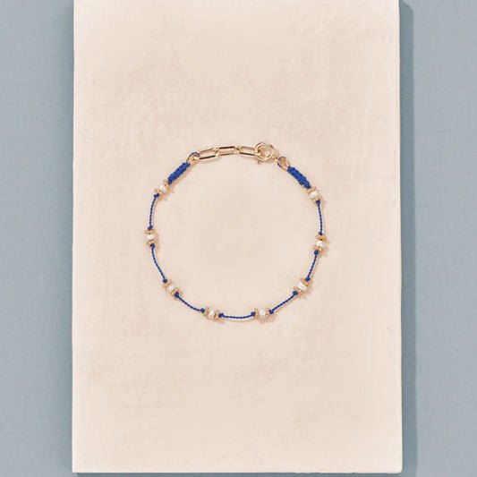 Lotus Bracelet Blue And Pearls